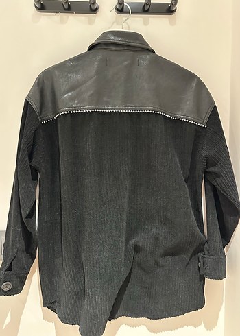 Düğmeli Siyah Deri Kadın Ceket - Görsel 3