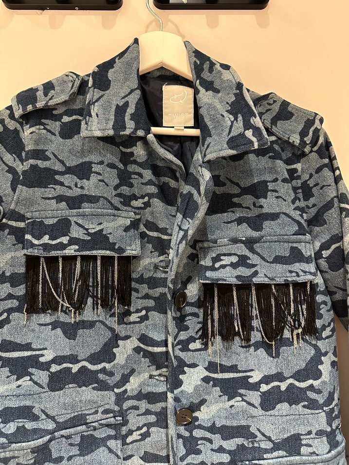 Kadın Mavi Kamuflaj Desenli Ceket - Görsel 2