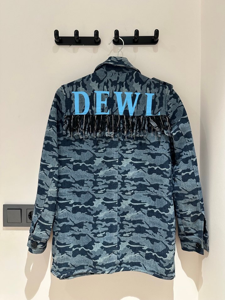 Kadın Mavi Kamuflaj Desenli Ceket - Görsel 3