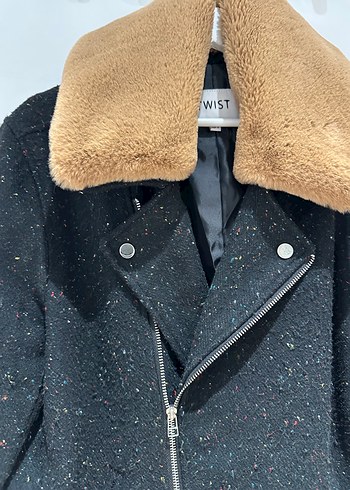 Kürk Detaylı Kahverengi-siyah Kadın Ceket - Görsel 2