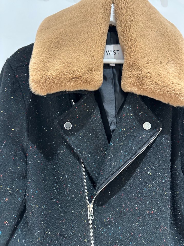 Kürk Detaylı Kahverengi-siyah Kadın Ceket - Görsel 2