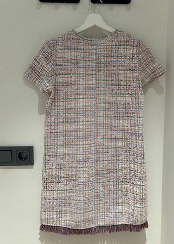 Düğmeli Mini Kadın Elbise, Kısa Kollu, Çok Renkli Elbise - Görsel 2