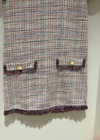 Düğmeli Mini Kadın Elbise, Kısa Kollu, Çok Renkli Elbise - Görsel 3