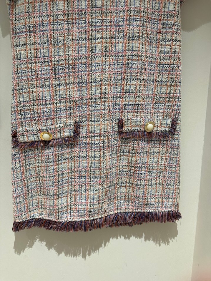 Düğmeli Mini Kadın Elbise, Kısa Kollu, Çok Renkli Elbise - Görsel 3