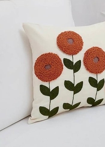 Bohem Nakışlı Beyaz Gri Dekoratif Yastık Kılıfı - Görsel 6