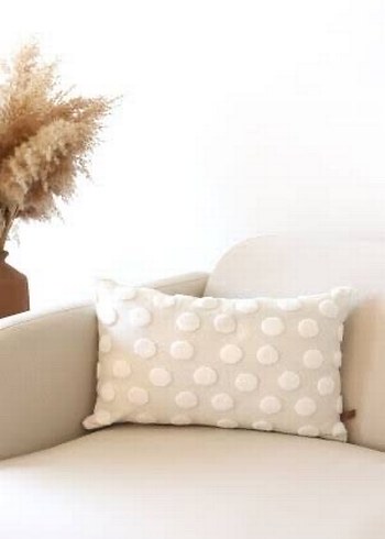 Bohem Nakışlı Beyaz Gri Dekoratif Yastık Kılıfı - Görsel 8