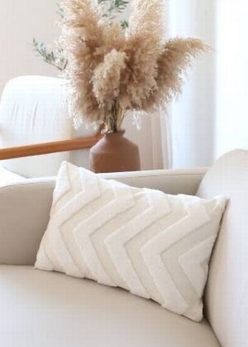 Bohem Nakışlı Beyaz Gri Dekoratif Yastık Kılıfı - Görsel 7