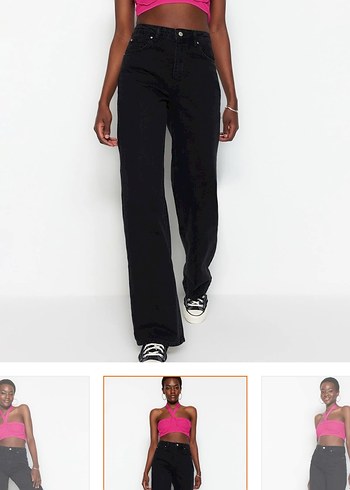 Trendyolmilla siyah wide leg jeans