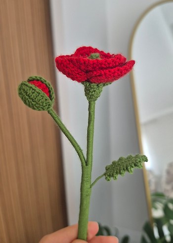 Bohem Kırmızı Örgü Gelincik Çiçeği - Görsel 3