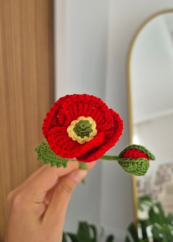 Bohem Kırmızı Örgü Gelincik Çiçeği - Görsel 2