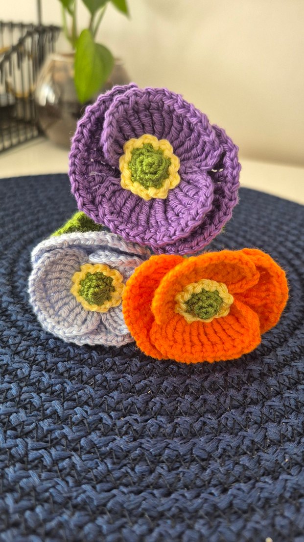 Bohem Kırmızı Örgü Gelincik Çiçeği - Görsel 5