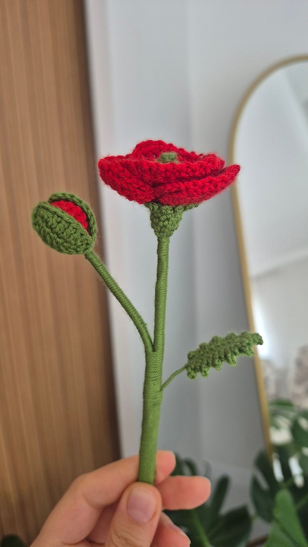 Bohem Kırmızı Örgü Gelincik Çiçeği - Görsel 3