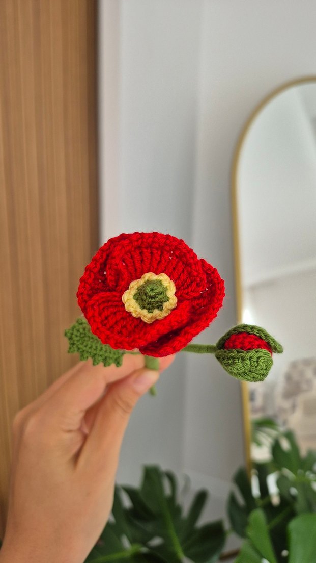 Bohem Kırmızı Örgü Gelincik Çiçeği - Görsel 2