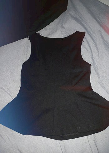 xs Beden Siyah V Yaka Kolsuz Midi Kadın Bluz