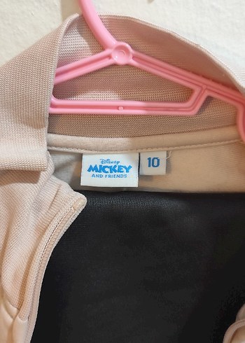 10 Yaş Beden Kız Çocuk Pembe Minnie Baskılı Fermuarlı Eşofman Takımı