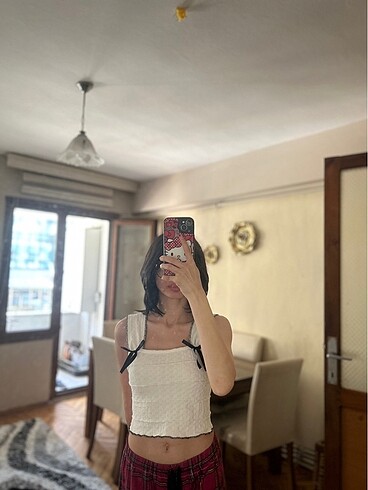 Koton Siyah kurdeleli beyaz üst