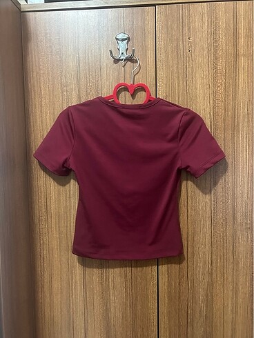 s Beden bordo Renk Bisiklet yaka kısa kollu body