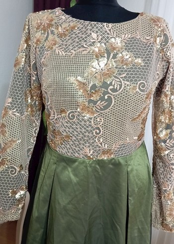 Nakışlı Uzun Kollu Kadın Abiye Elbise - Görsel 2