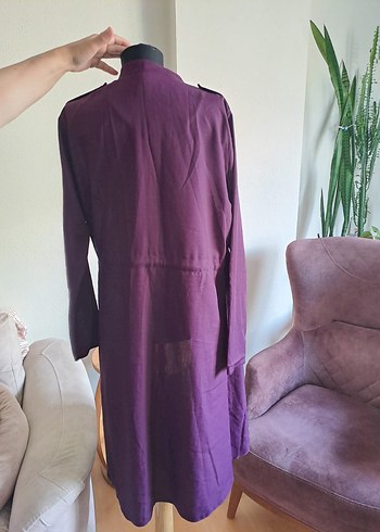 Mor, Düğmeli, Uzun Kesim kap - Görsel 2