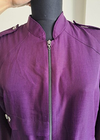 Mor, Düğmeli, Uzun Kesim kap - Görsel 3