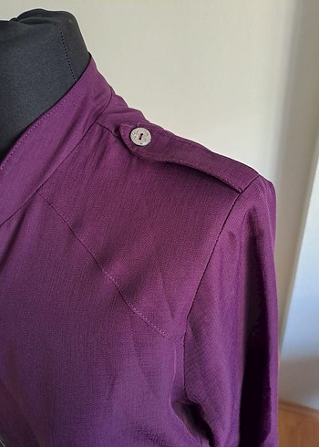 Mor, Düğmeli, Uzun Kesim kap - Görsel 4