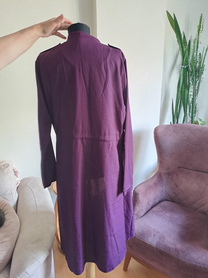 Mor, Düğmeli, Uzun Kesim kap - Görsel 2