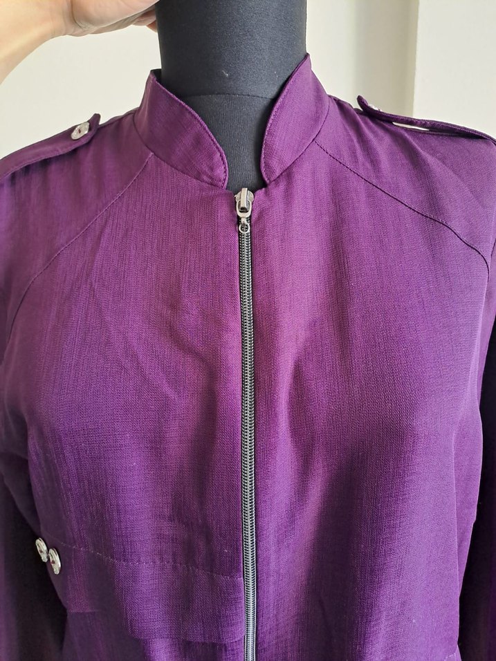 Mor, Düğmeli, Uzun Kesim kap - Görsel 3