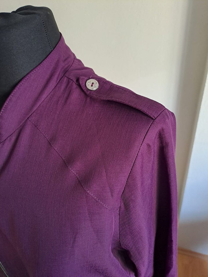 Mor, Düğmeli, Uzun Kesim kap - Görsel 4