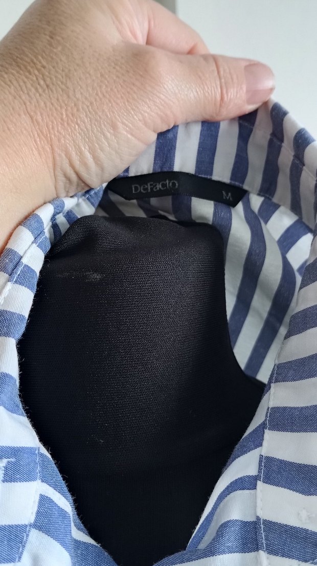 Düğmeli Uzun Kollu Çizgili Kadın Gömlek - Görsel 4