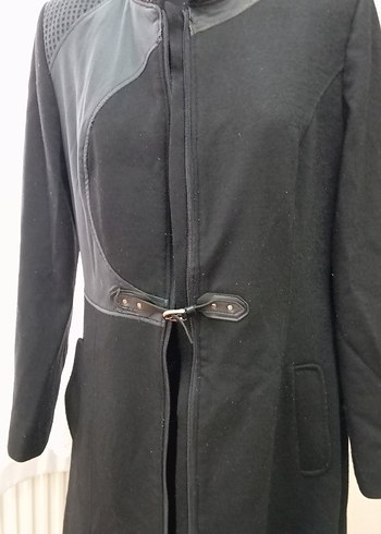 Siyah Uzun Kadın Kaban - Görsel 3