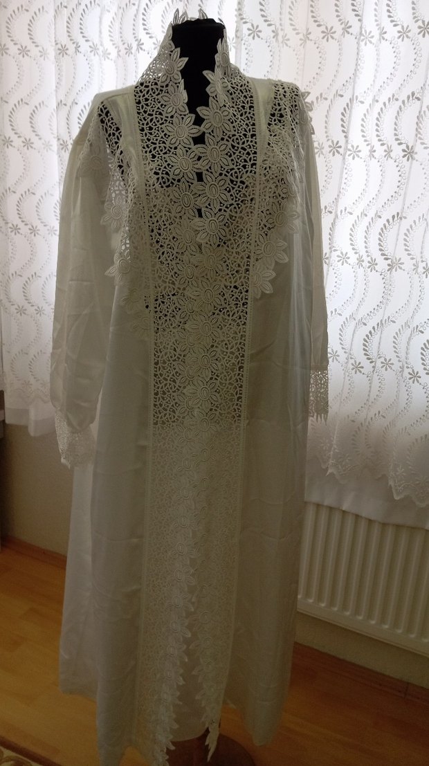 Nakışlı Bohem Uzun Kollu Kadın Gecelik - Görsel 4