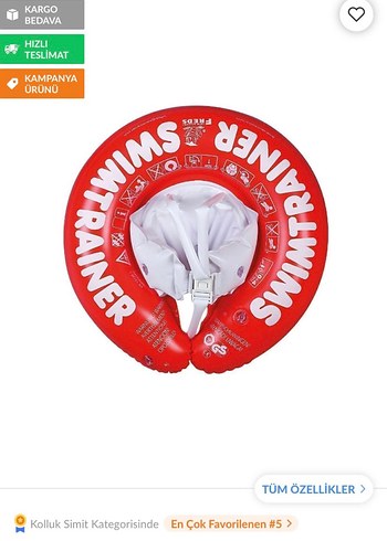 Beden Swimtrainer Kırmızı Yüzme Simidi 3 ay 4 Yaş