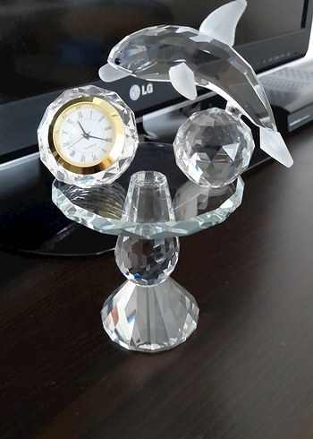 Altın Detaylı Yunus Temalı Kristal Masa Saati - Görsel 3