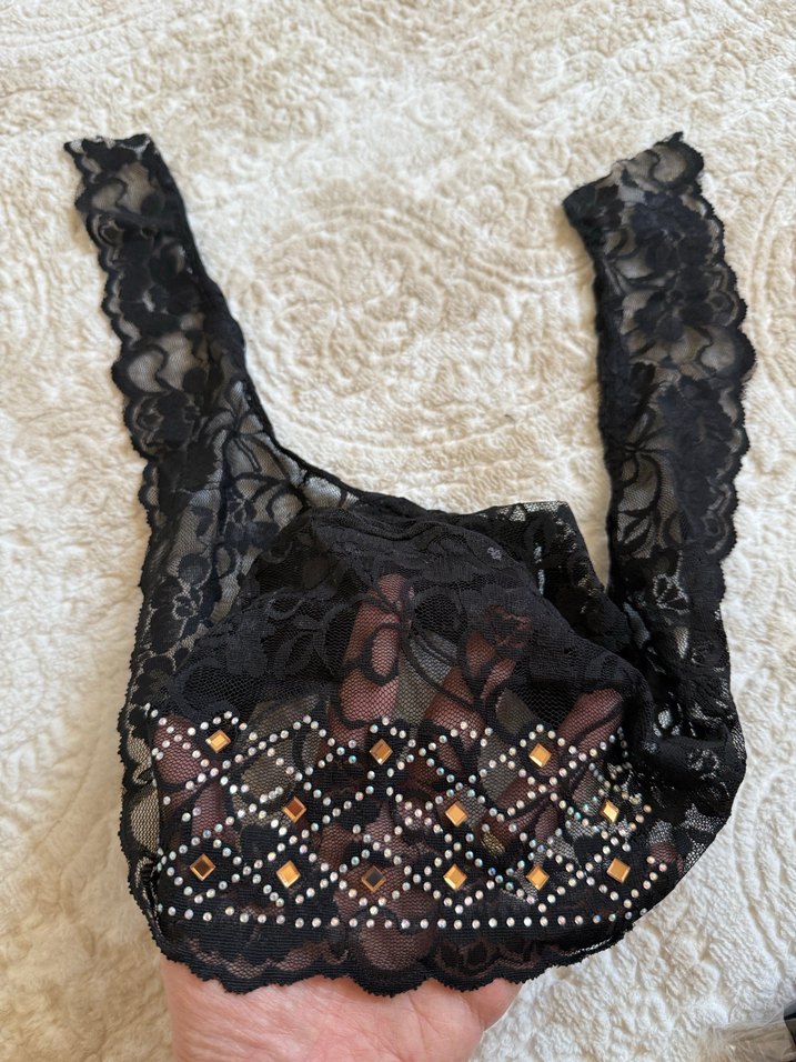 Siyah taşlı dantel bone - Görsel 2