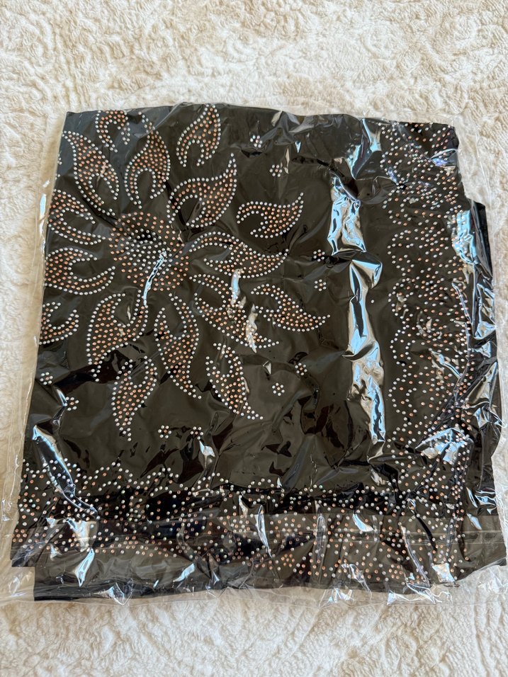 Taş işlemeli Siyah şifon Kadın eşarp - Görsel 3