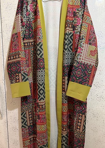 Renkli Desenli Uzun Bohem Kadın Kimono - Görsel 2