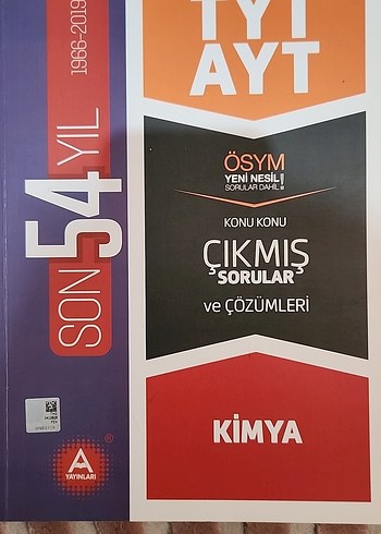 54 Yıllık AYT Kimya Çıkmış Sorular Kitabı