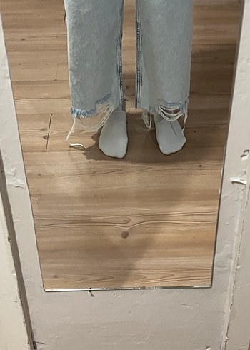 36 Beden mavi Renk Açık Mavi Yırtıklı Denim Kadın Pantolon