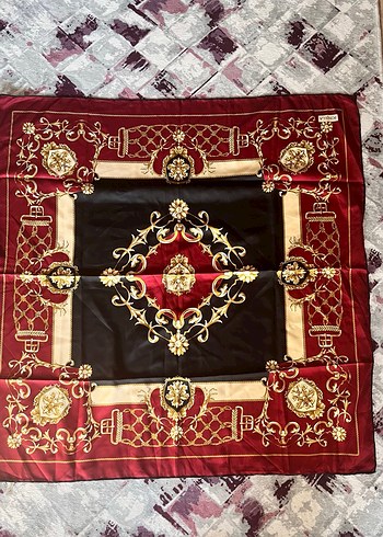 Bordo İpek Desenli Kadın başörtü