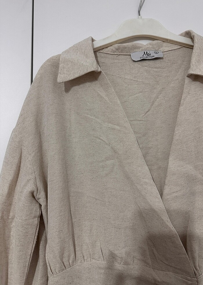 KRUVAZE ETEĞİ BÜZÜLEBİLİR ELBİSE - Görsel 2