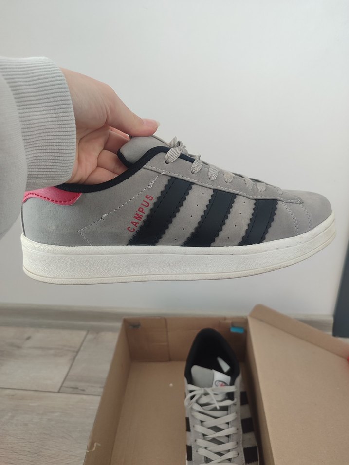 Gri Erkek Spor Ayakkabı - Cırtlı - Görsel 2