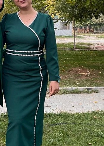 Abiye Uzun Kollu Yeşil elbise