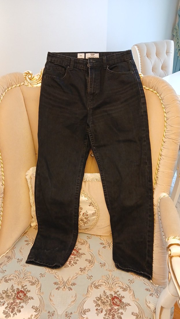 Kahverengi Bol Kesim Kadın Kot Pantolon - Görsel 3