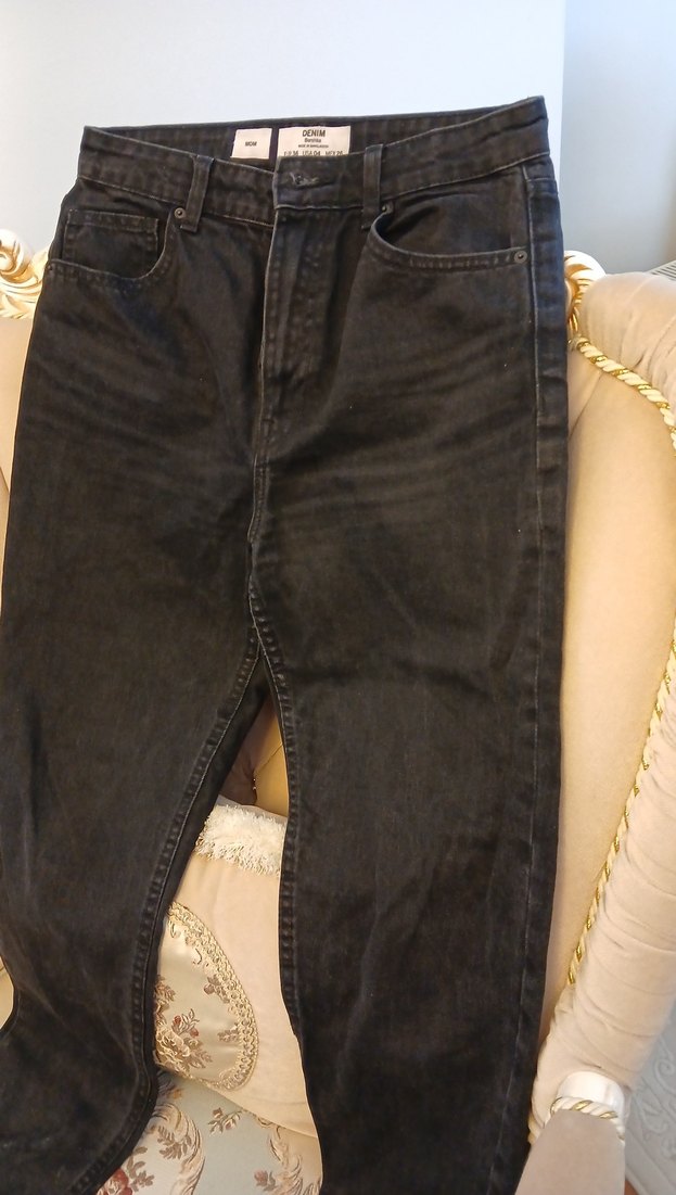 Kahverengi Bol Kesim Kadın Kot Pantolon - Görsel 4