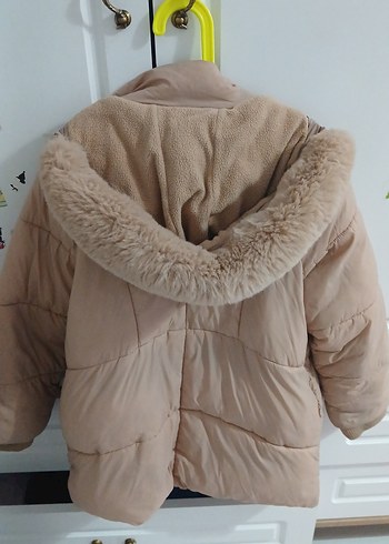 Kız Çocuk Bej Kürklü Street Wear Mont - Görsel 4