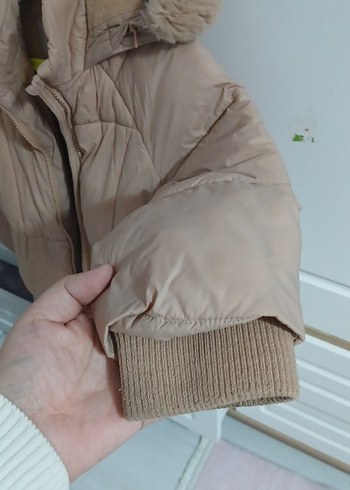 Kız Çocuk Bej Kürklü Street Wear Mont - Görsel 2