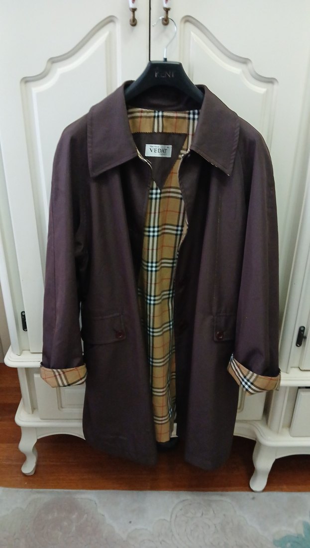 Düğmeli Kahverengi Trençkot - Görsel 5