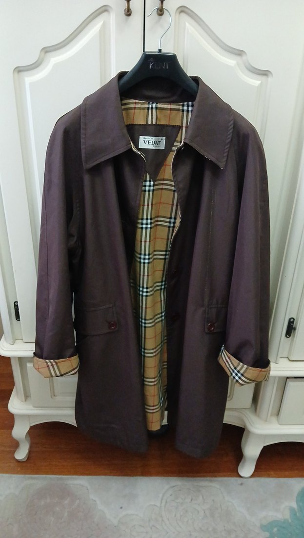 Düğmeli Kahverengi Trençkot - Görsel 2