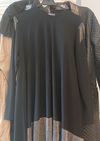 Uzun Kollu Siyah Kadın Tunik - Görsel 6