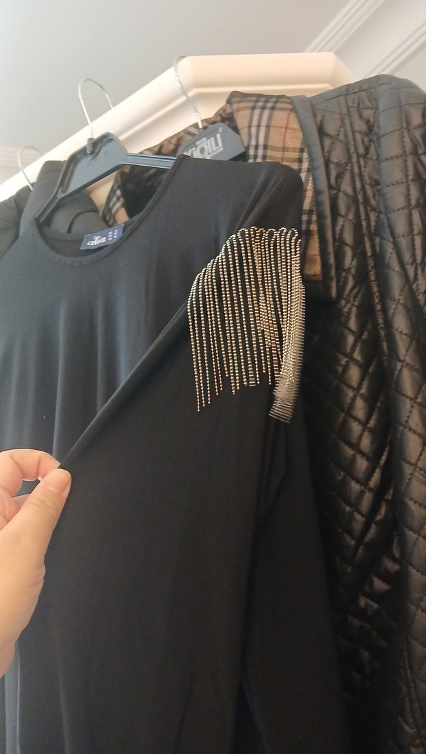 Uzun Kollu Siyah Kadın Tunik - Görsel 4